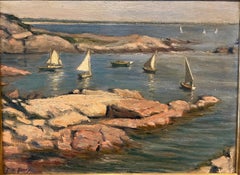 American Impressionist Oil Landscape Sailing Near Todd’s Point Greenwich, CT