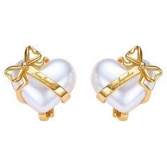 Nana Jacqueline Heart Amor Earrings With A Gold-Plated Bow Detail