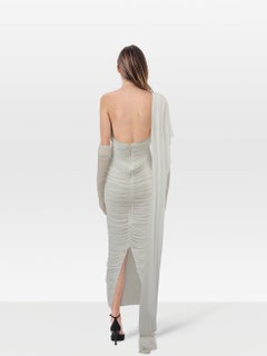 Nana Jacqueline White Ruched Bodycon Midi Dress Size M