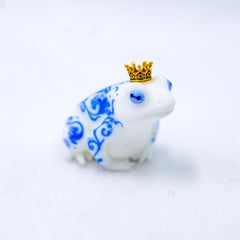 "Delft Frog 1" - Hand-Painted Resin Sculpture by Nana Williams, 2025