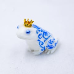 "Delft Frog 3" - Hand-Painted Resin Cast Miniature Sculpture 2025