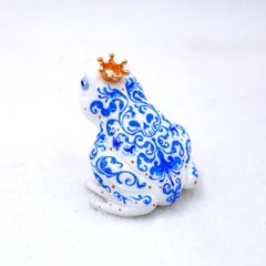 "Delft Toad" by Nana Williams, Original Resin Cast Sculpture Acrylic Gouache