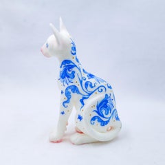 Sphynx 1 - Sculpture de chat en résine peinte à la main, 2024