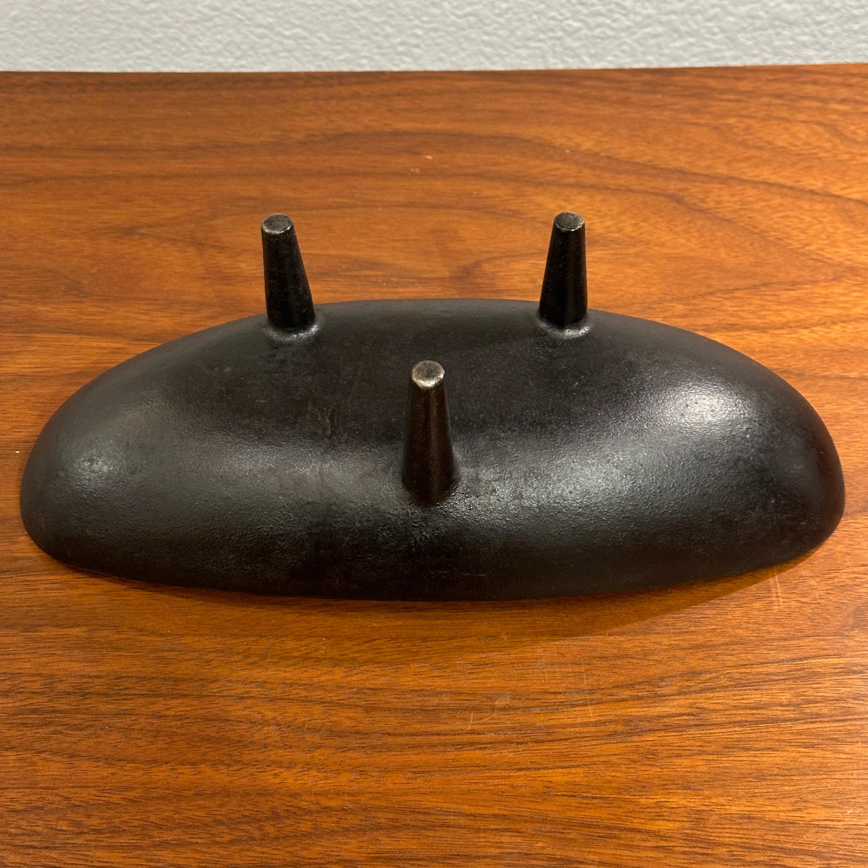 Nanbu Japan Cast Iron Ikebana Footed Vase / Planter ca 1950s/60s 1
