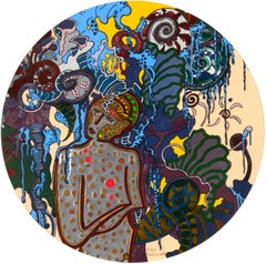 Contemporary Circular Figurative Abstract by NanC Meinhardt