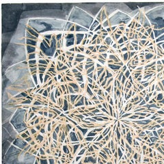 Francesca 3 : peinture abstraite en ardoise bleue avec matériaux naturels, design italien