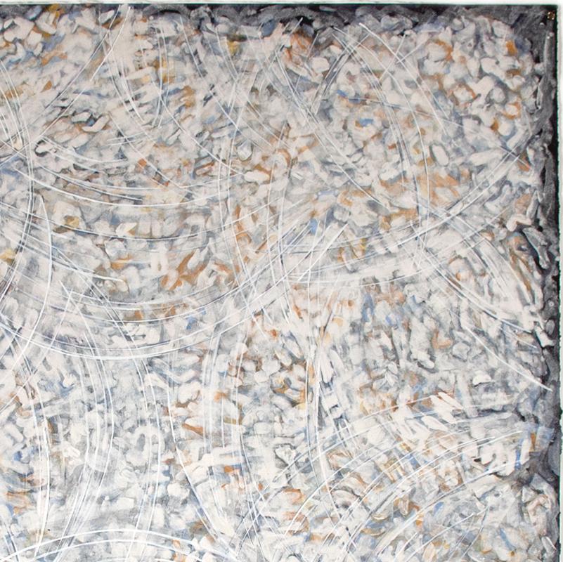 Francesca 9 : peinture abstraite aux tons terreux avec matériaux naturels sur papier noir - Painting de Nancy Agati