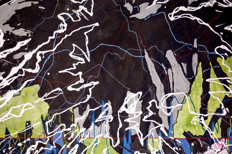 Nancy Agati - Rally or Risk: large abstract painting/drawing on black ...