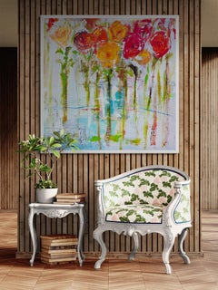 Flowers I (Figurative, Abstract, Floral, Vibrant, Gestural, LARGE)