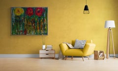 Flowers II (Figurative, Abstract, Floral, Vibrant, Gestural, LARGE)