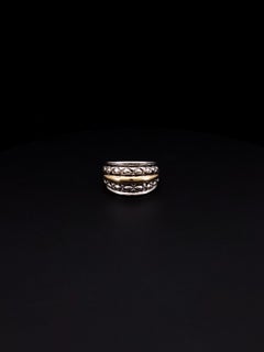 Nancy and David Vintage Two Tone Sterling Silver & 14k Gold Designer Ring