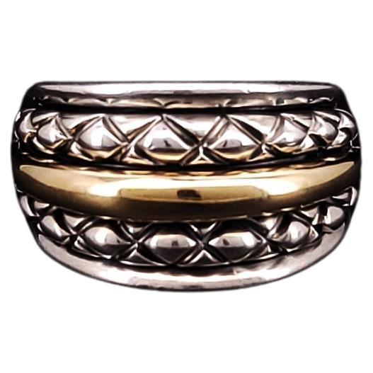 Nancy et David, bague design vintage bicolore en argent sterling et or 14 carats