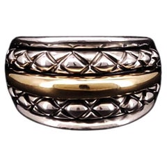 Nancy et David, bague design vintage bicolore en argent sterling et or 14 carats