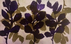 "Wild Witch Hazel 23", abstract aquatint print plant study, umber, deep violet.