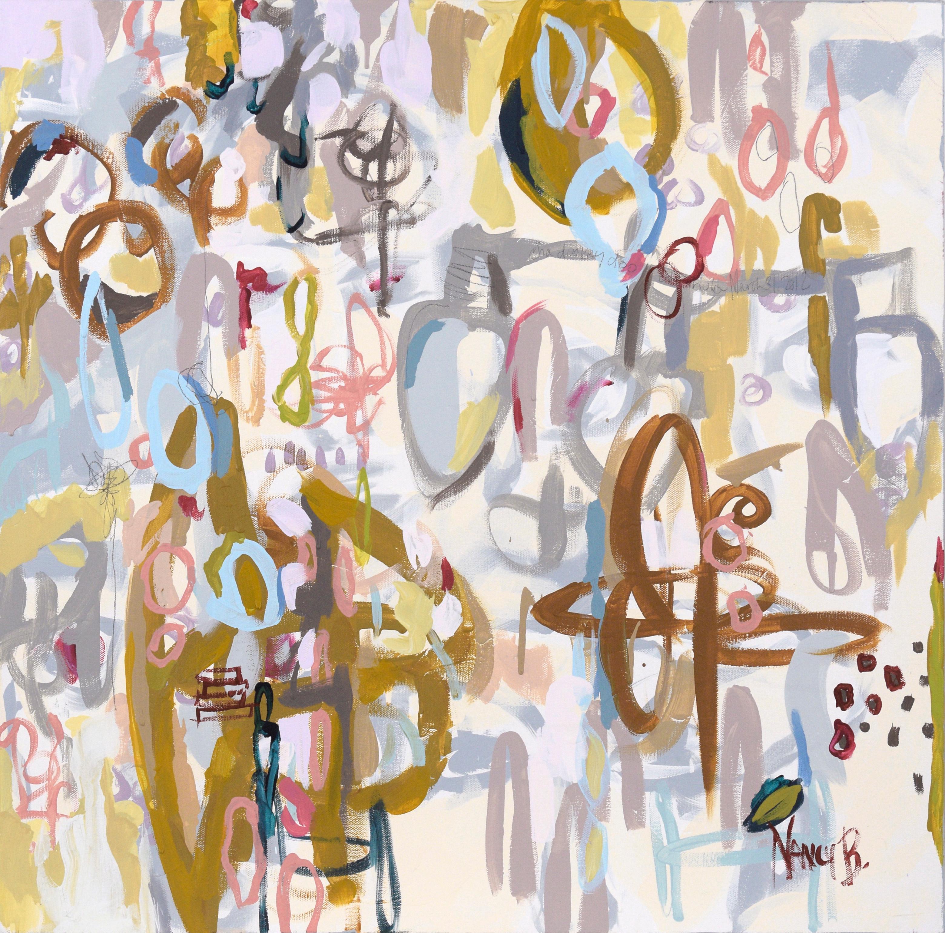 Composition expressionniste abstraite en acrylique sur toile « Cha Dooky Doo »