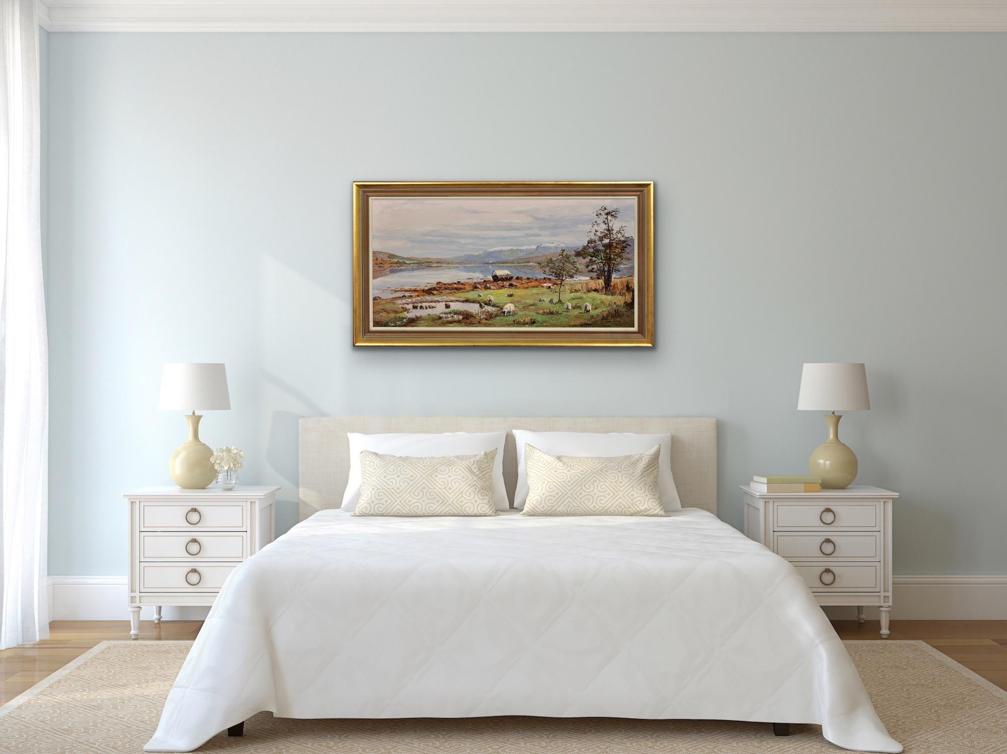 1970s Vintage Framed Impasto Oil Painting Of Ben Nevis From Loch Eil In Scotland For Sale 8