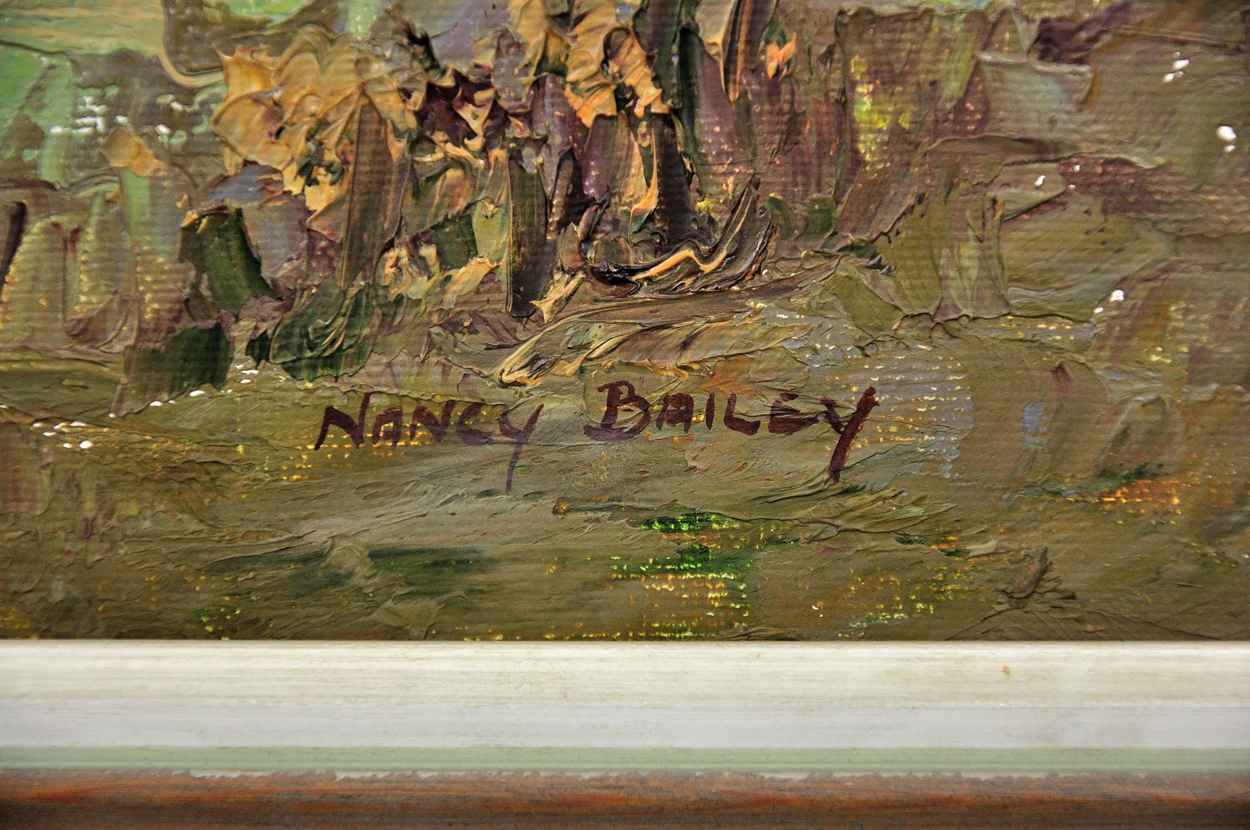 Ben Nevis de Loch Eil. Impasto.Scottish Highlands.Grampian Mountains. Écosse - Impressionnisme Painting par Nancy Bailey
