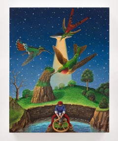 Nancy Baker, Nación alienígena , 2010, Óleo sobre tabla, Paisaje surrealista