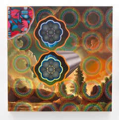 Nancy Baker, Pretty Circles, 2020, huile sur toile, paysage surréaliste, peinture