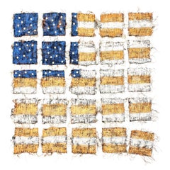 Nancy Billings American Textile Art "Democracy V- Hanging on by a Thread" Flag