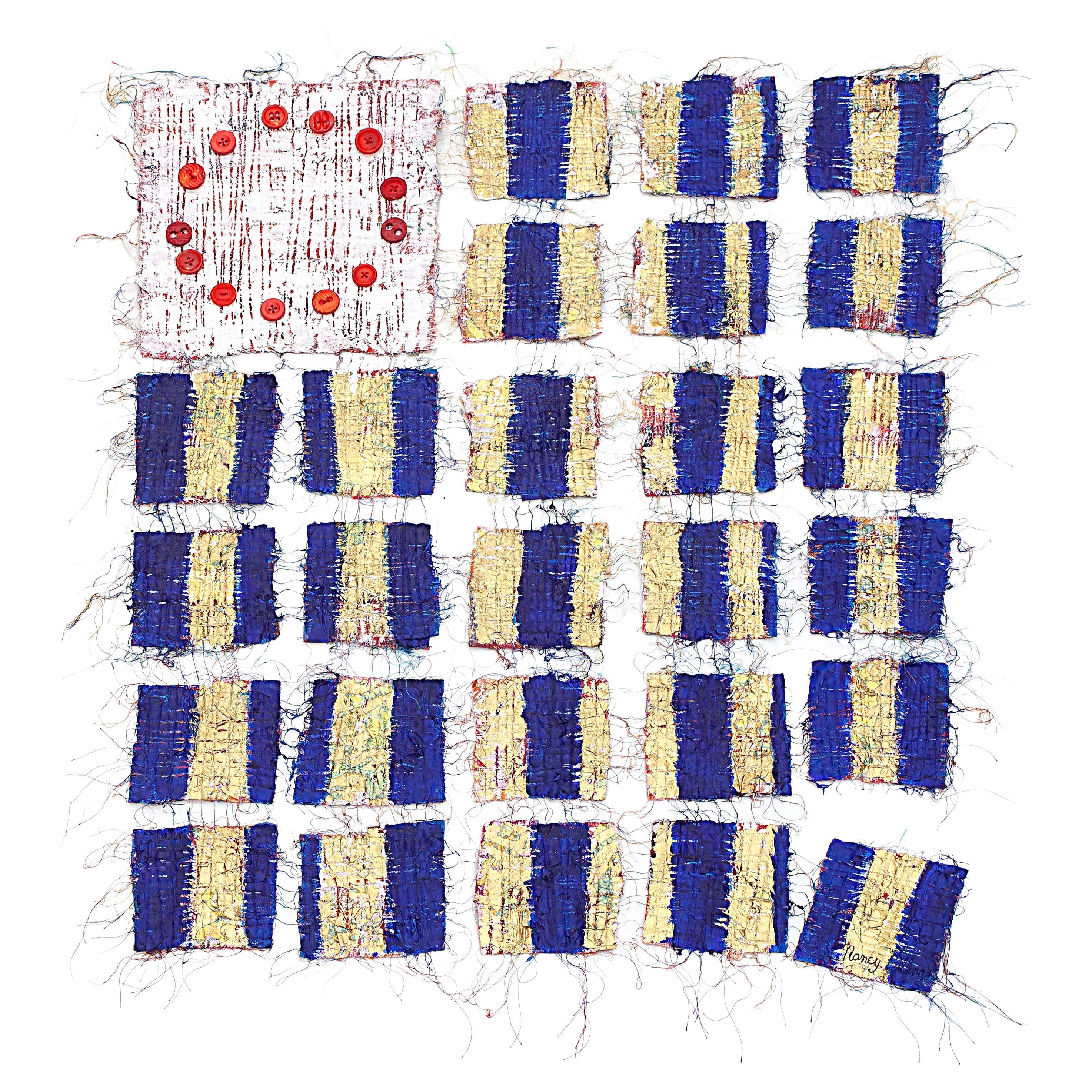 Nancy Billings Textile Art "Democracy III, Hanging on by a Thread" Flag For Sale