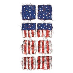 Nancy Billings Textilkunst "Demokratie...am seidenen Faden hängend IV" Flagge