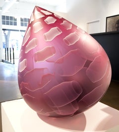 "Dusky Plum Droplet", Blown and Polished Glass Sculpture