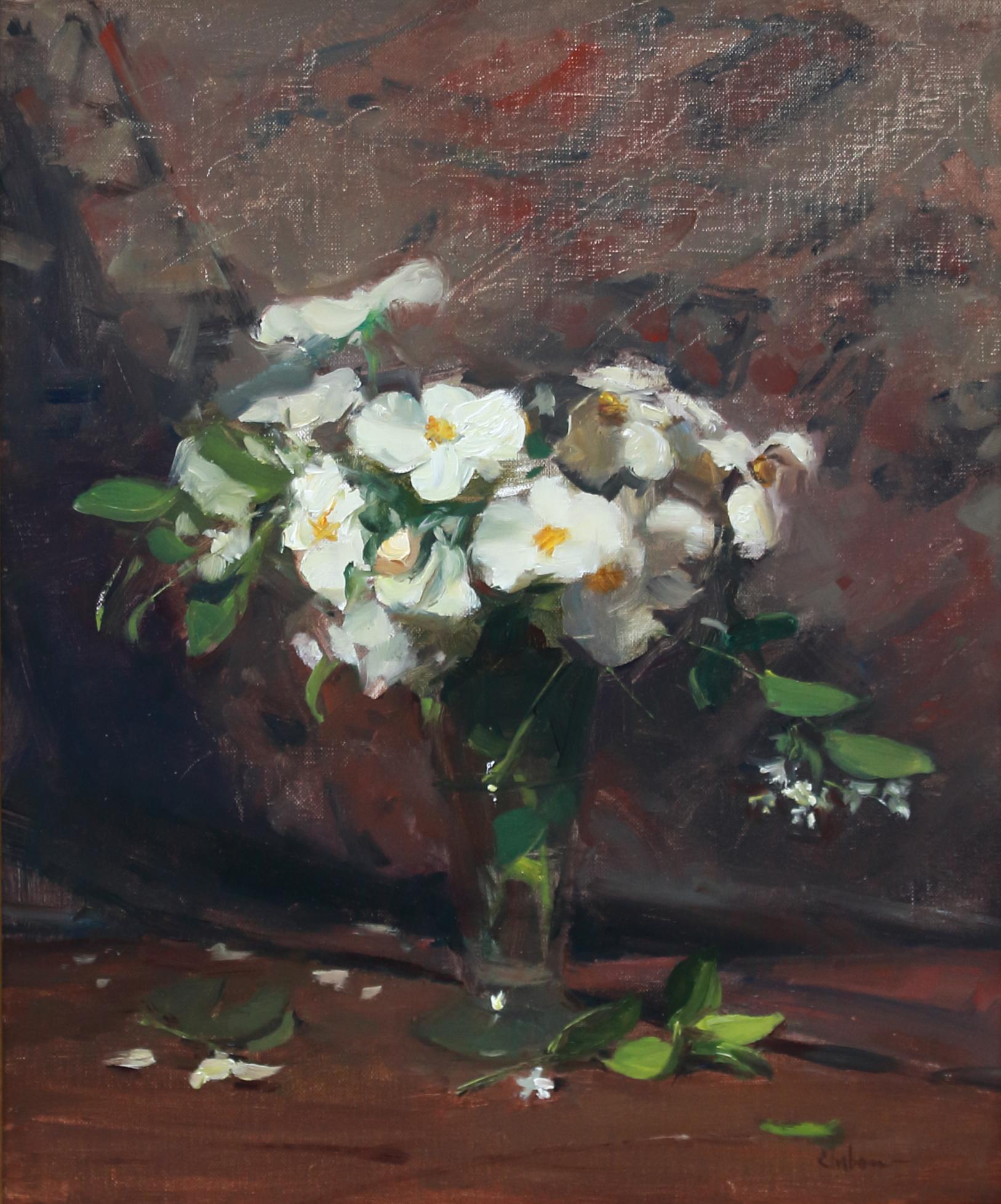 Roses anciennes - Impressionnisme Painting par Nancy Chaboun