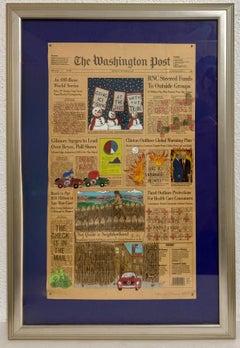 Mixed Media Original ink Pastel Drawing and Painting Nancy Chunn Washington Post
