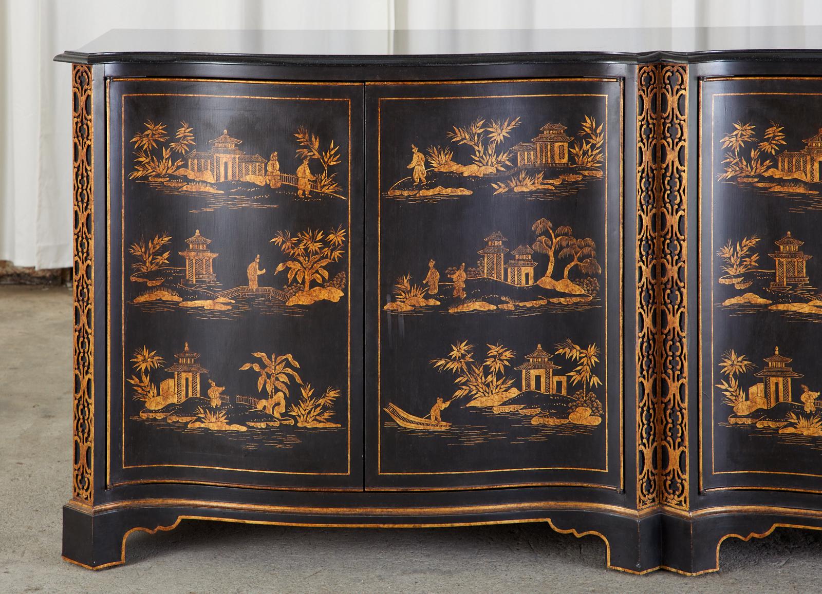 Nancy Corzine Chinoiserie Marble Top Sideboard Dresser For Sale 1