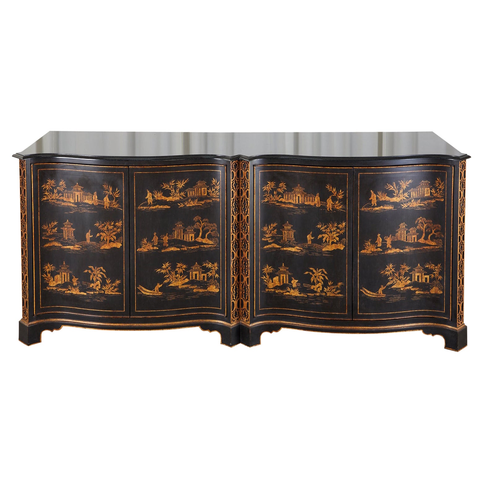 Nancy Corzine Chinoiserie Marble Top Sideboard Dresser