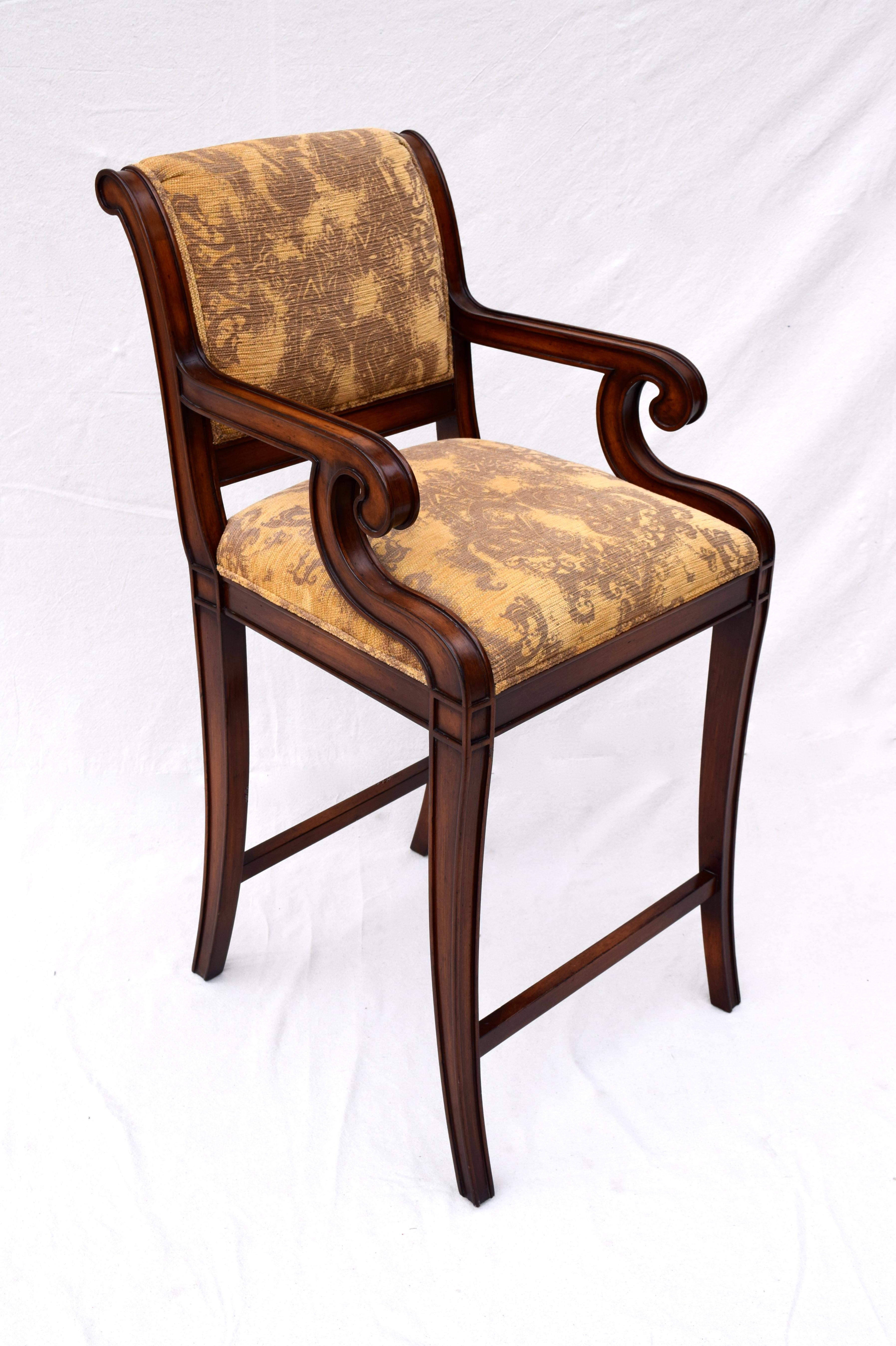 Nancy Corzine Classic Regency Bar Stool Chairs, Pair 1