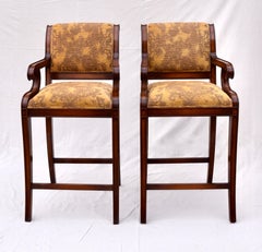 Nancy Corzine Classic Regency Bar Stool Chairs, Pair