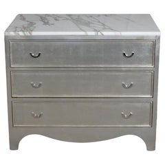 Nancy Corzine design Tea Leaf Silver Chest with Italian Marble Top