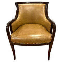 Nancy Corzine Designed Leather Lacquered Nailhead Arm Chair George III Style