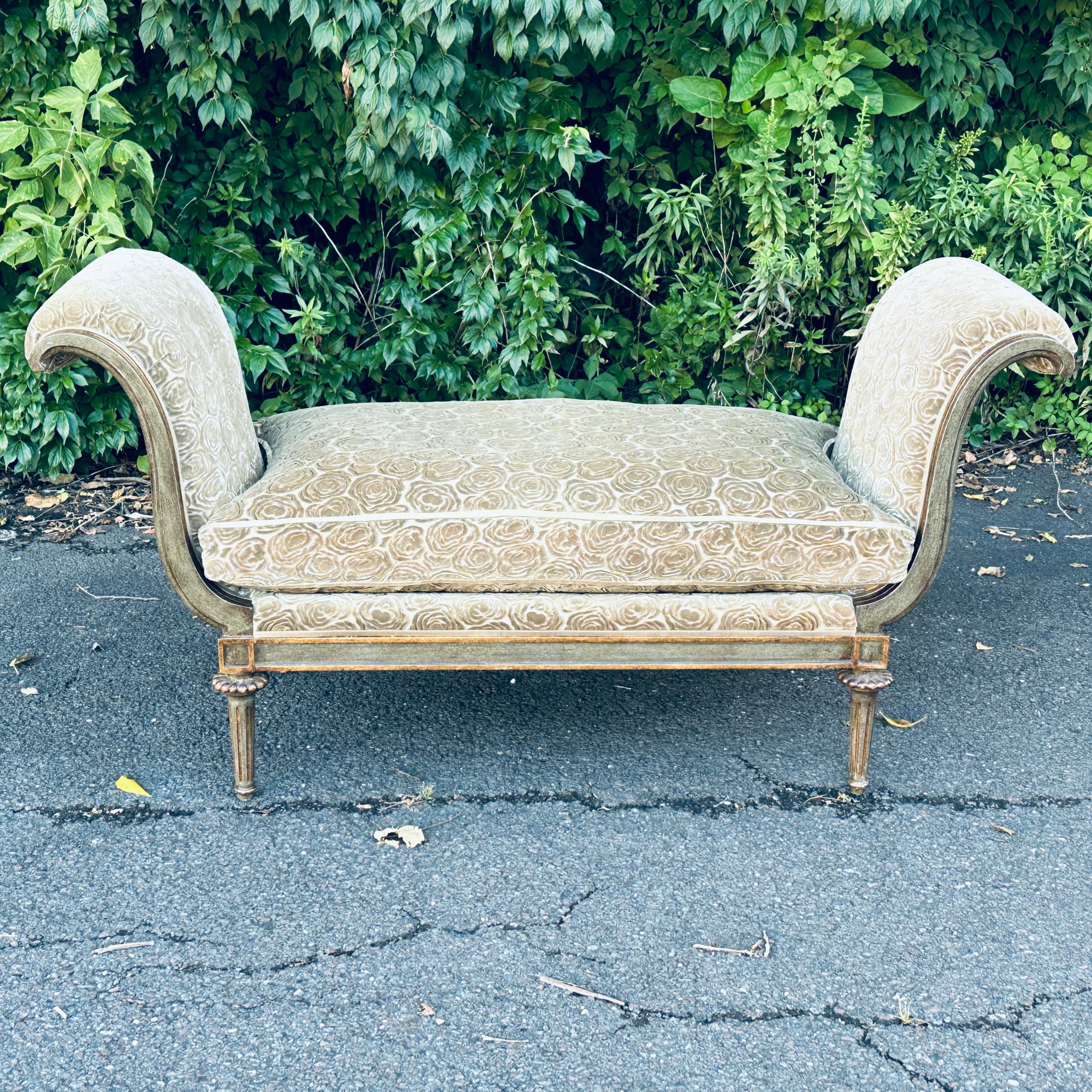 Nancy Corzine French Louis XVI Style Moliere Bench with down cushion.