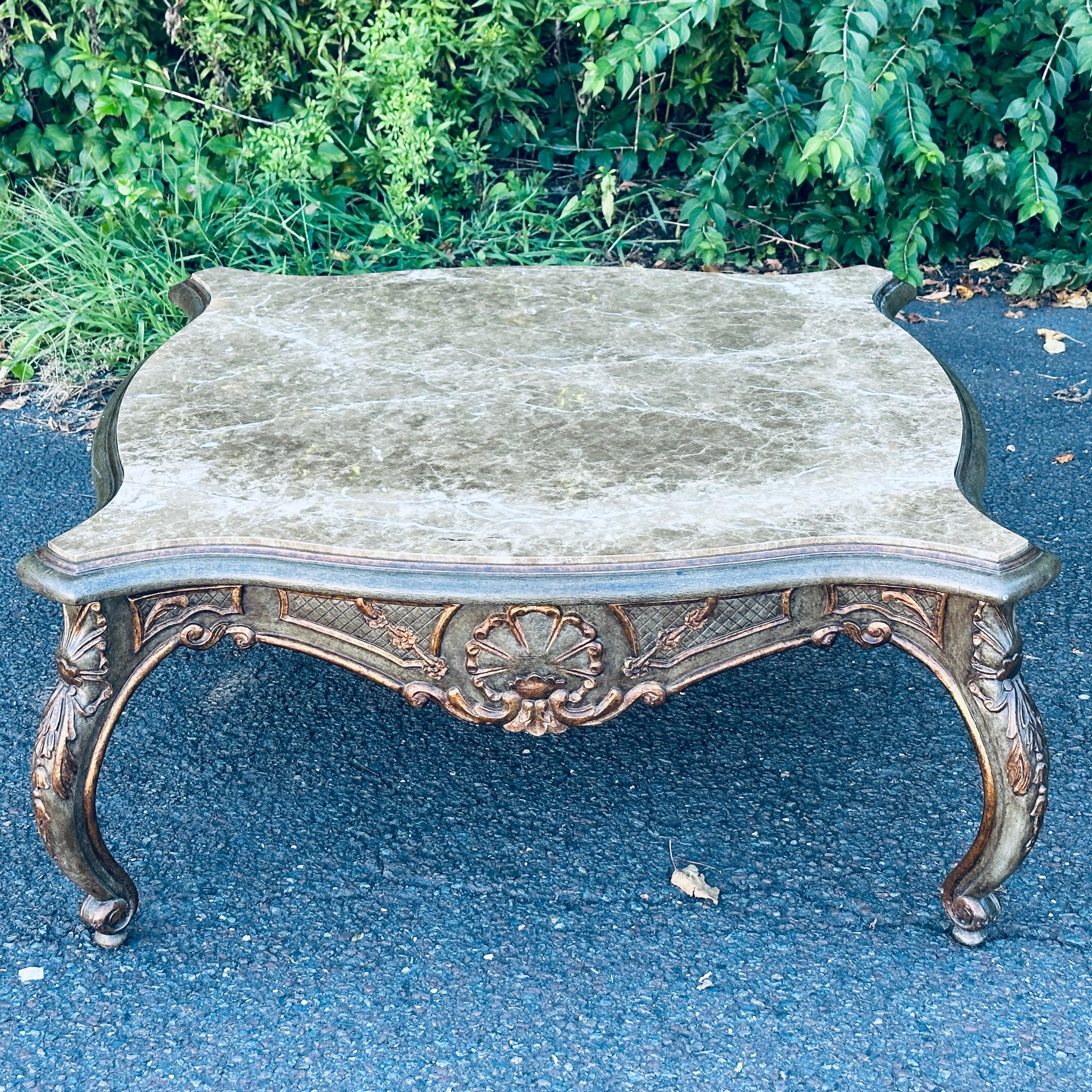 Contemporary Nancy Corzine French Marble Top Cocktail Table For Sale