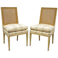 Nancy Corzine Gabriella French Louis XVI Style Distressed Cane Back Dining Chair