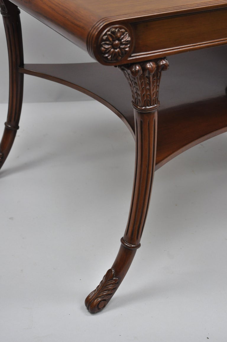 Nancy Corzine Mahogany French Regency Style Saber Leg Coffee Cocktail Table For Sale at 1stDibs