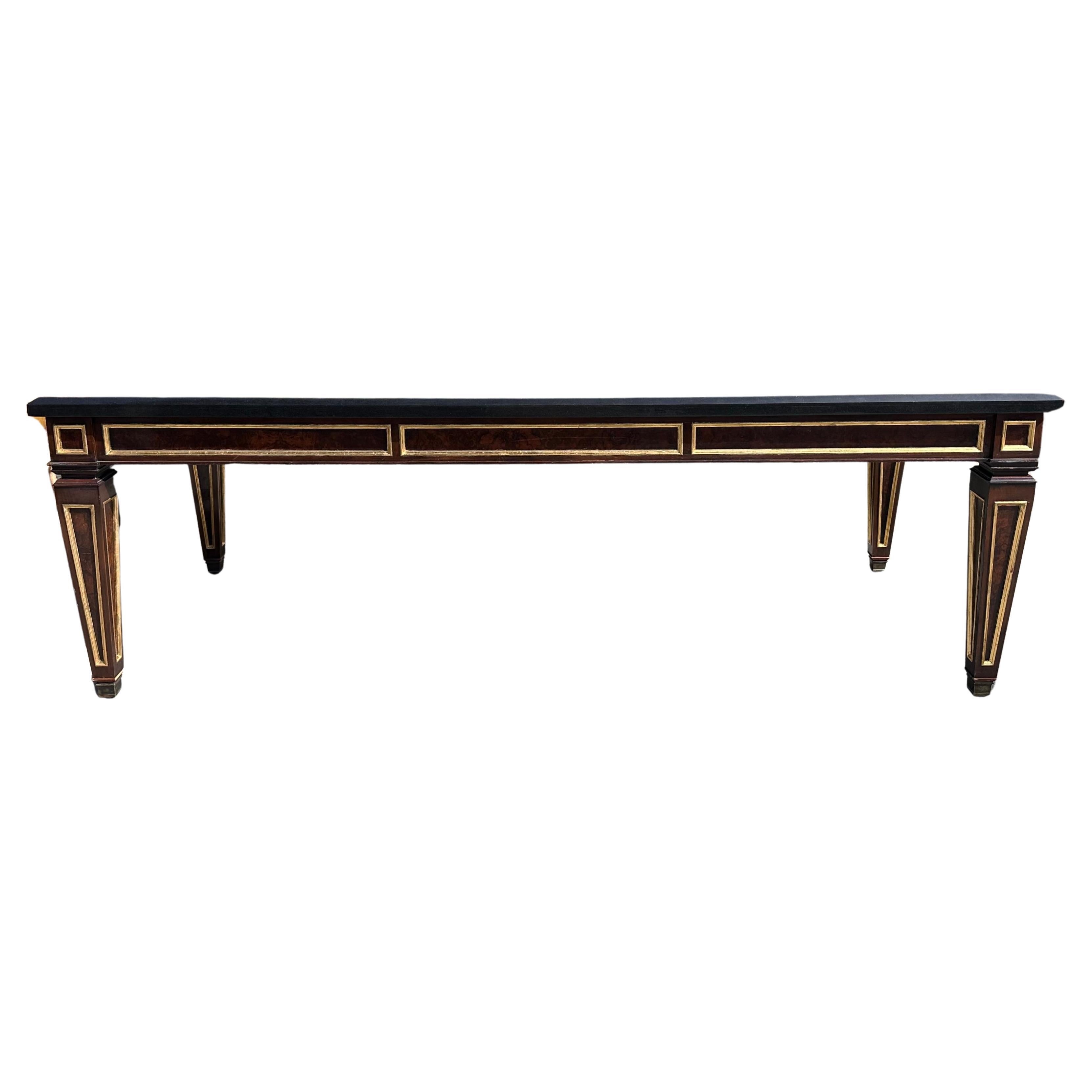 Nancy Corzine Neoclassical Giltwood & Black Marble Top Executive Desk For Sale