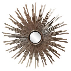 Specchio convesso Nancy Corzine Silver Giltwood Starburst