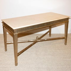 Nancy Corzine Two Drawer Silver/Gold Gilded Rectangular Desk/Console