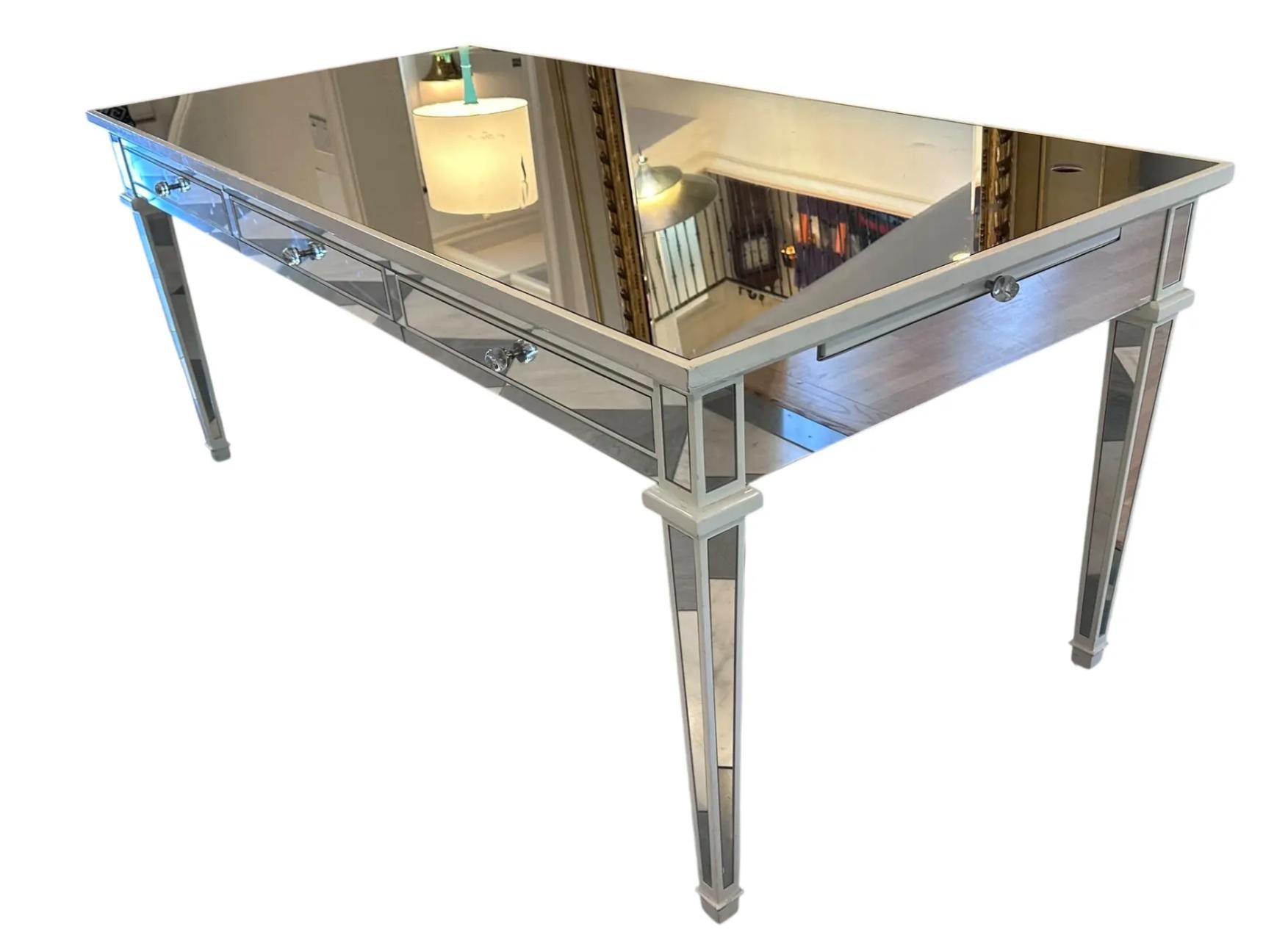 American Nancy Corzine Versailles Mirrored Writing Table Desk For Sale