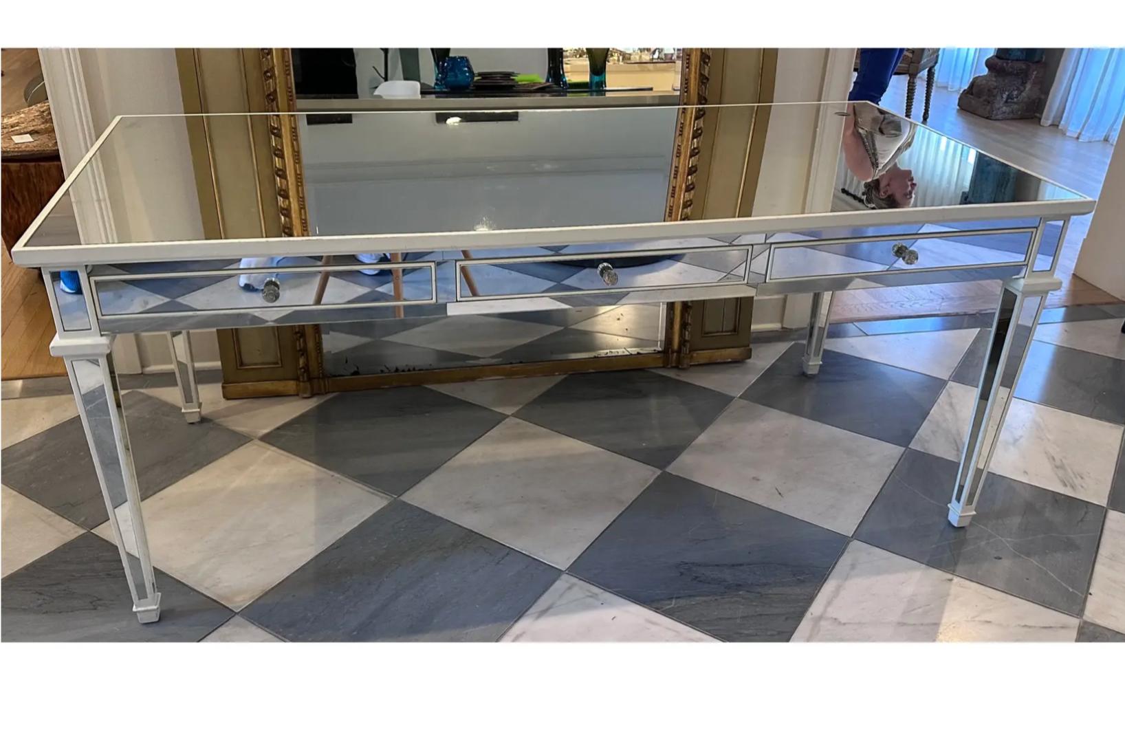 Nancy Corzine Versailles Mirrored Writing Table Desk In Good Condition For Sale In LOS ANGELES, CA
