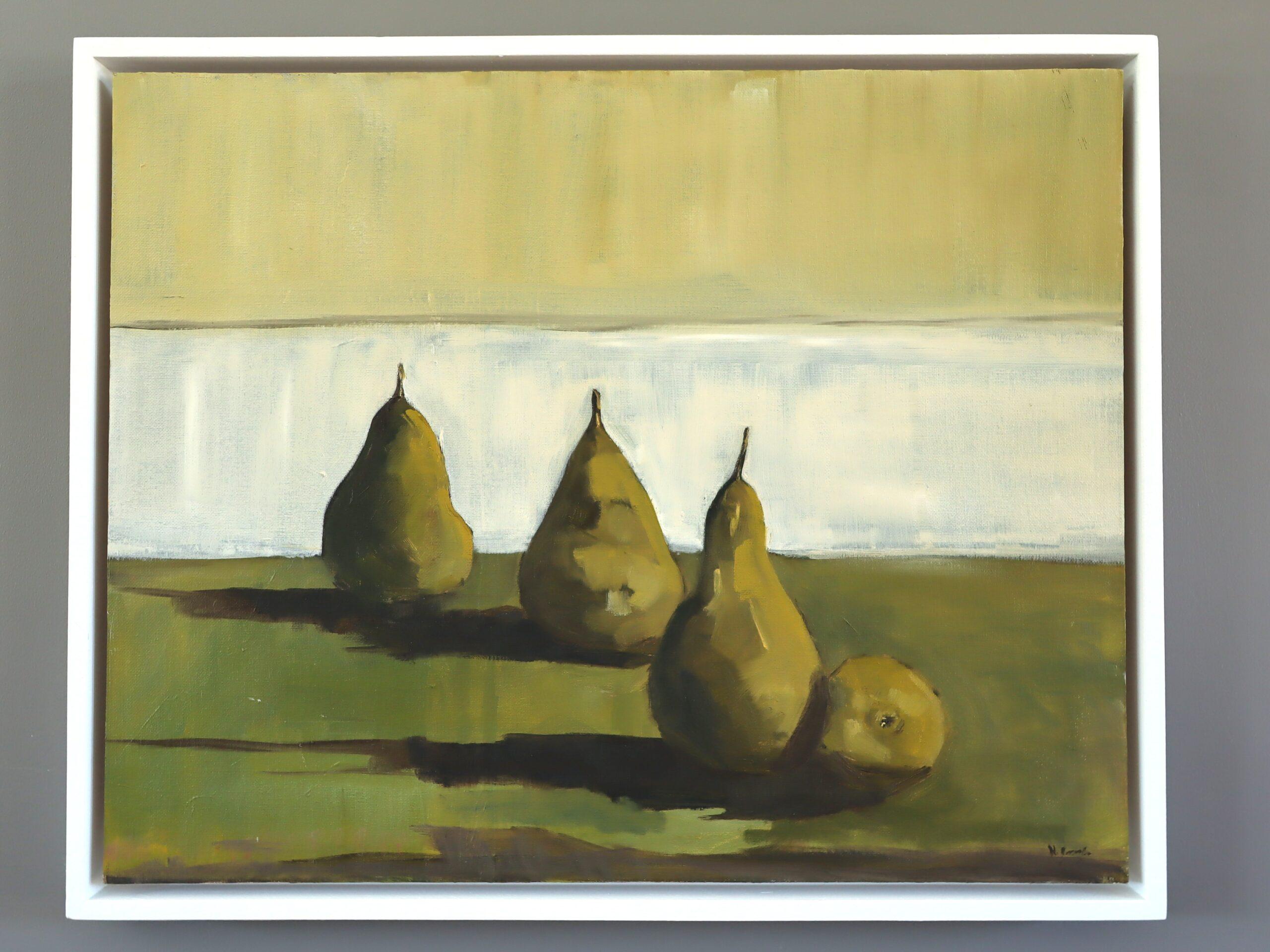 Nature morte expressive contemporaine à l'huile - Poires enceintes - Painting de Nancy Crewe