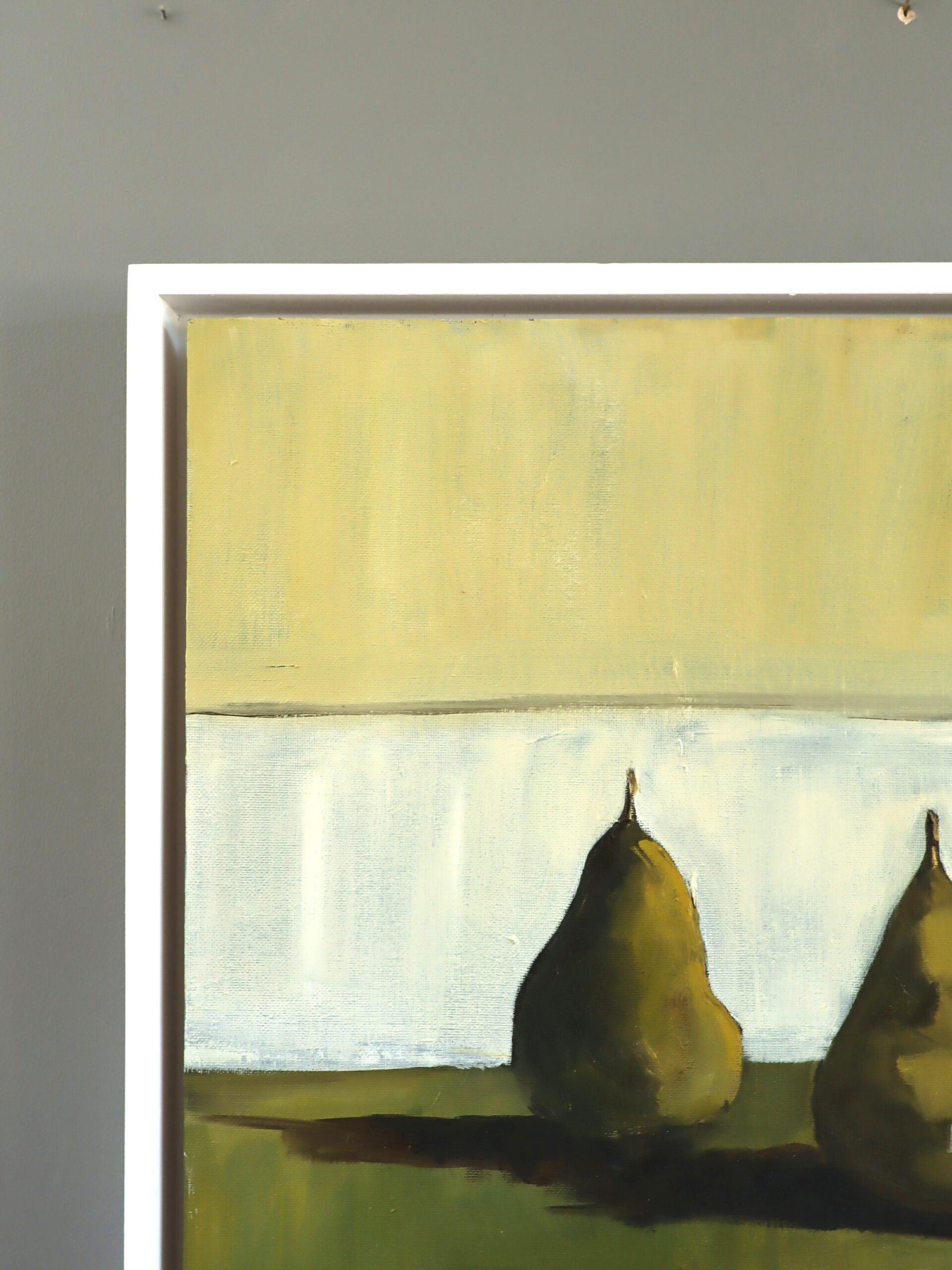 Nature morte expressive contemporaine à l'huile - Poires enceintes en vente 1