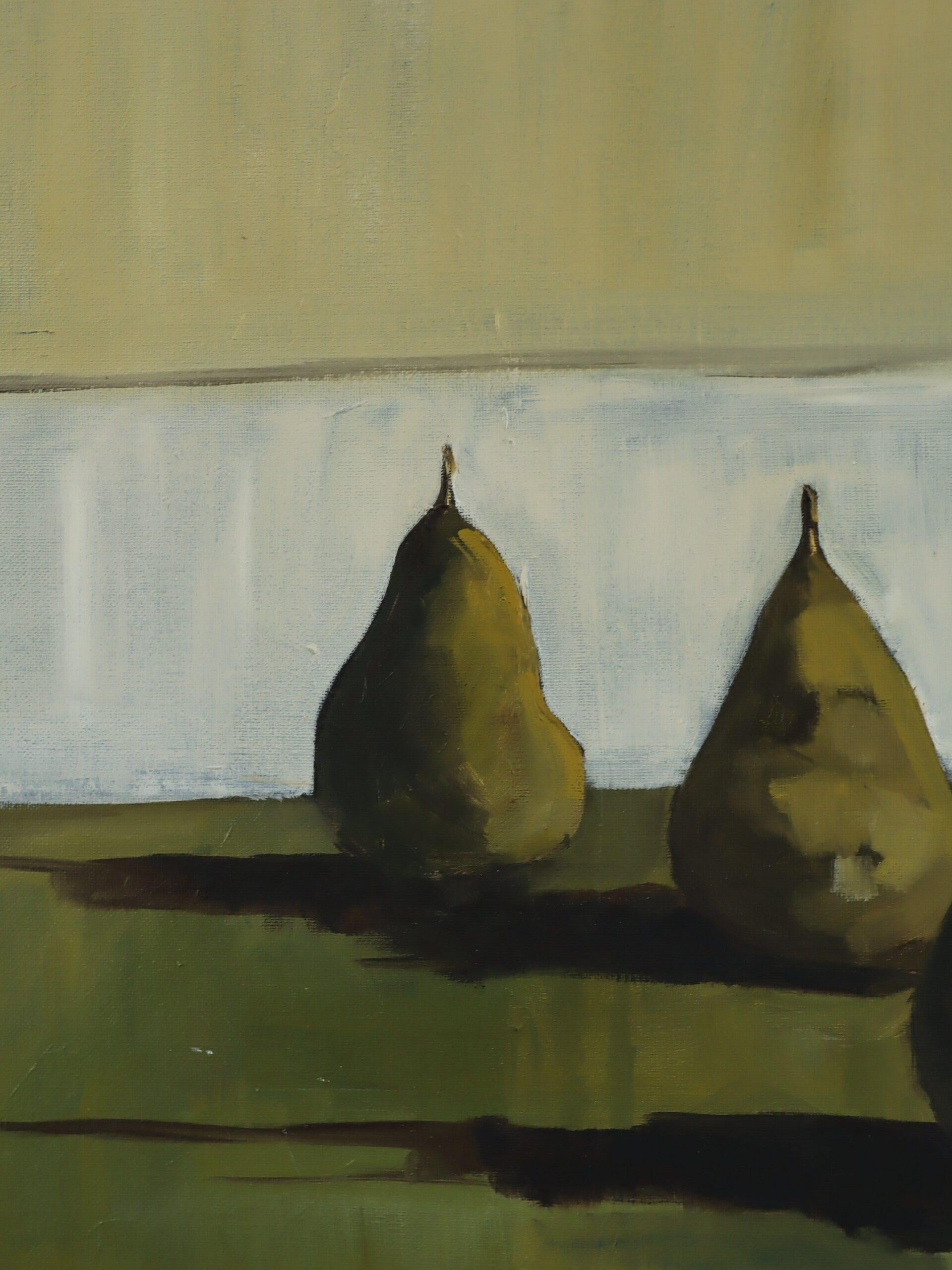 Nature morte expressive contemporaine à l'huile - Poires enceintes en vente 4