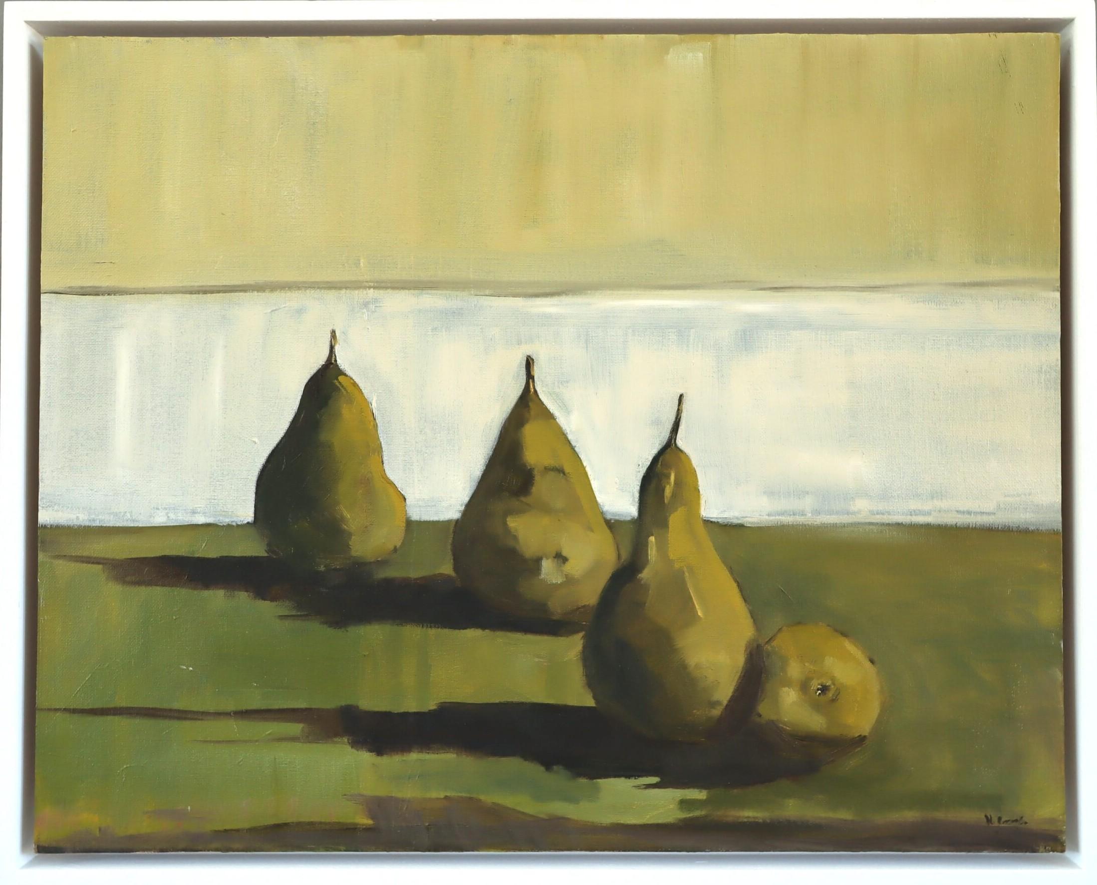 Bodegón expresivo británico contemporáneo Pintura al óleo - Peras preñadas
