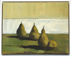 Contemporary British Expressive Still Life Oil Painting - Pregnant Pears