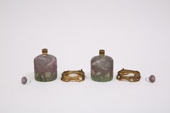 Art Nouveau Daum Glass Vases with Bronze Accents, France, Circa 1910